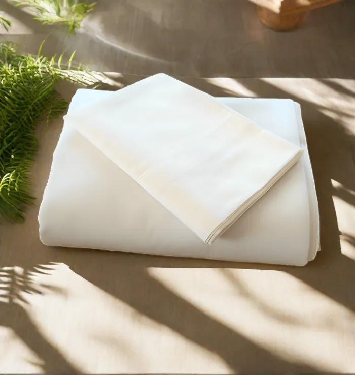 100% Organic Cotton Sateen Pillow Cases - Natural Color