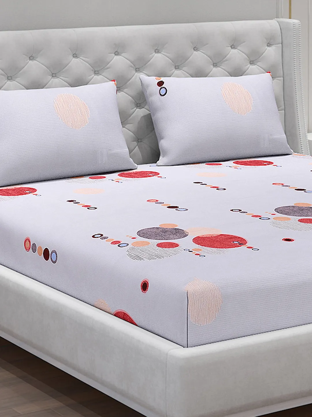 120 GSM  Polyester Double Bed Bedsheet with 2 Pillow Covers