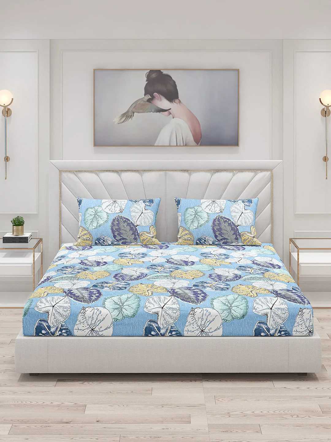 120 GSM  Polyester Double Bed Bedsheet with 2 Pillow Covers