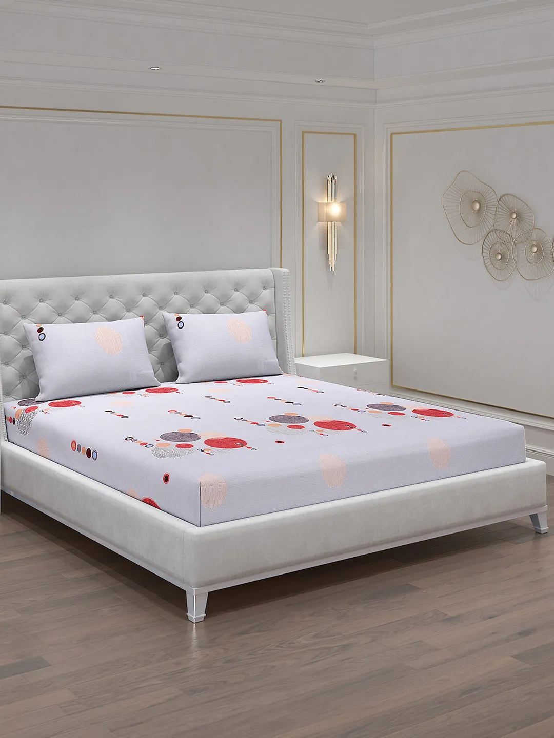 120 GSM  Polyester Double Bed Bedsheet with 2 Pillow Covers