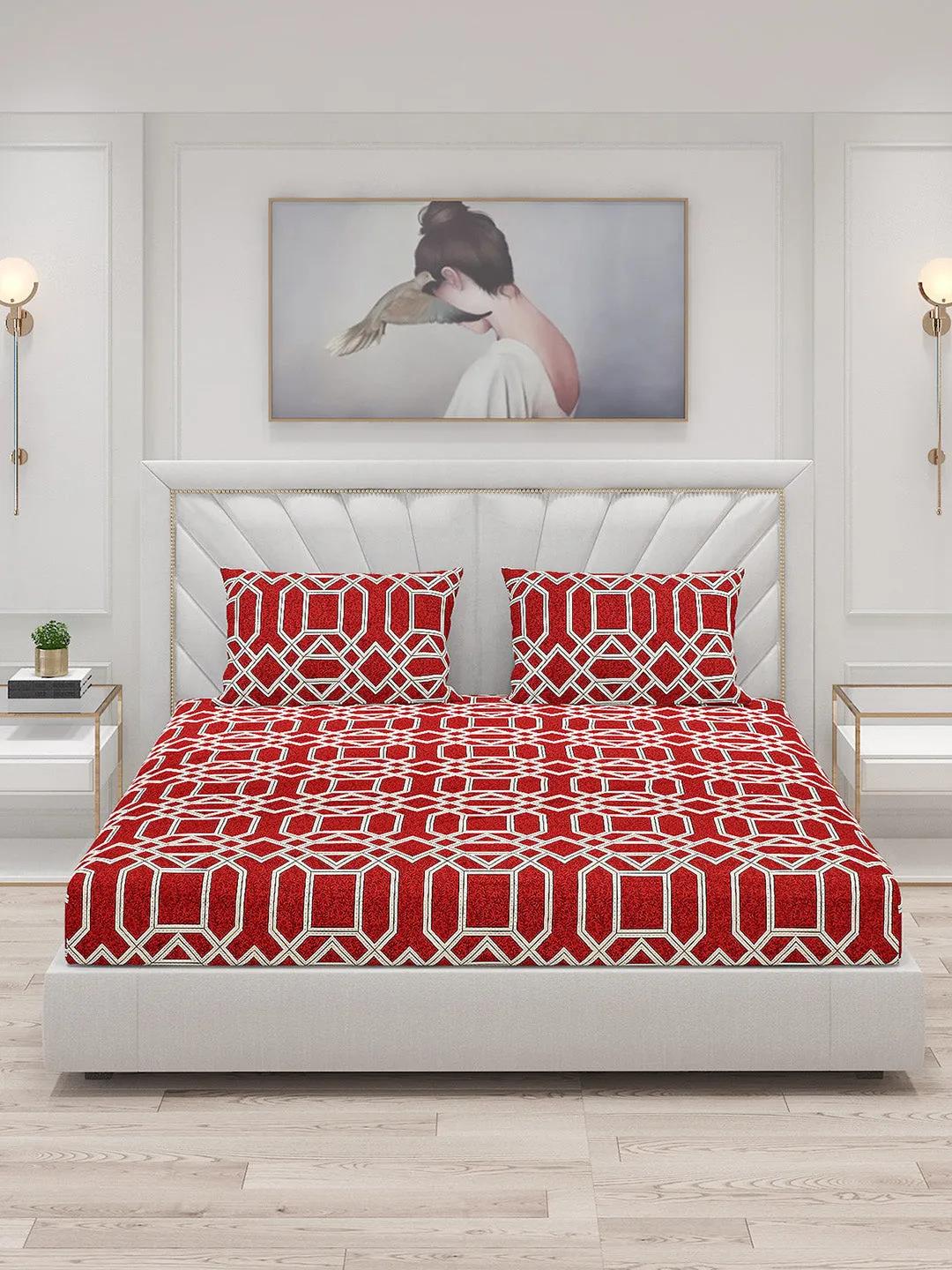 120 GSM  Polyester Double Bed Bedsheet with 2 Pillow Covers