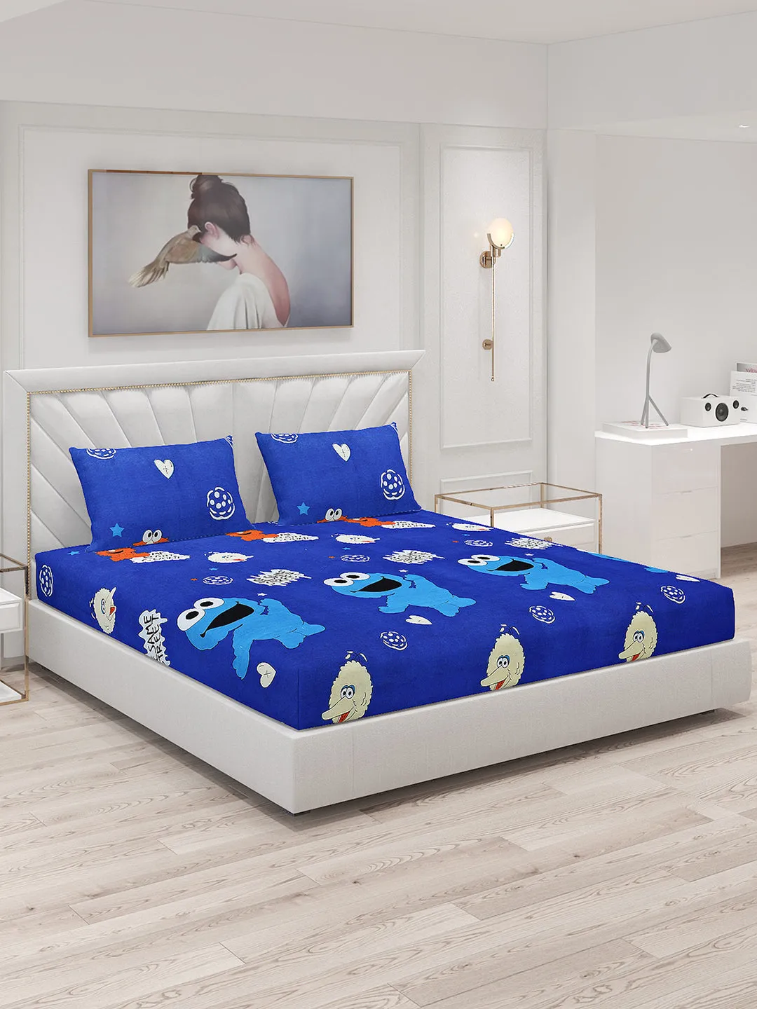 120 GSM  Polyester Double Bed Bedsheet with 2 Pillow Covers