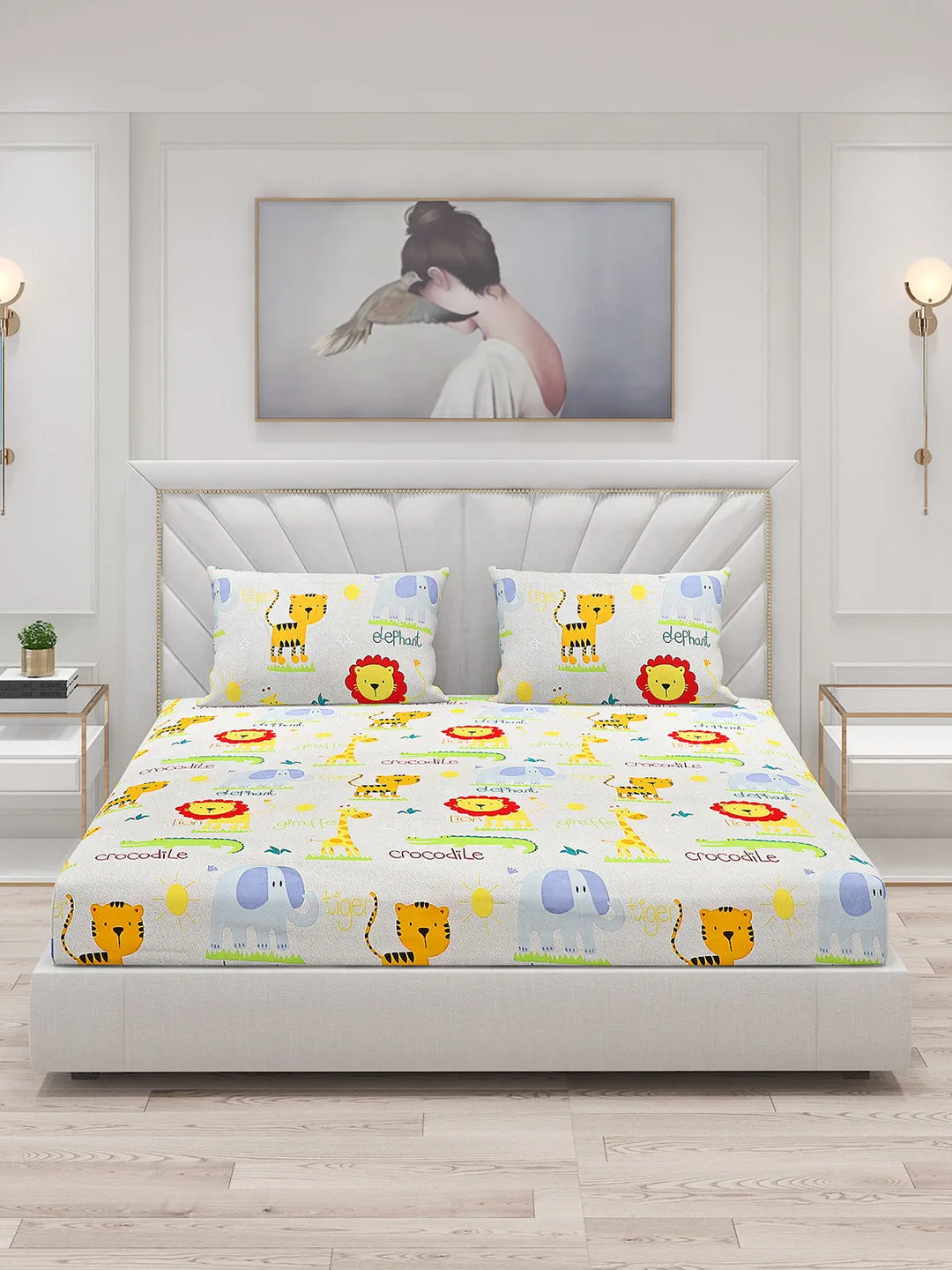 120 GSM  Polyester Double Bed Bedsheet with 2 Pillow Covers