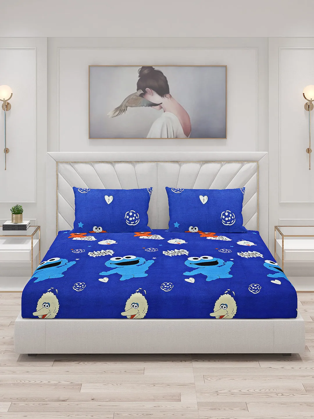 120 GSM  Polyester Double Bed Bedsheet with 2 Pillow Covers