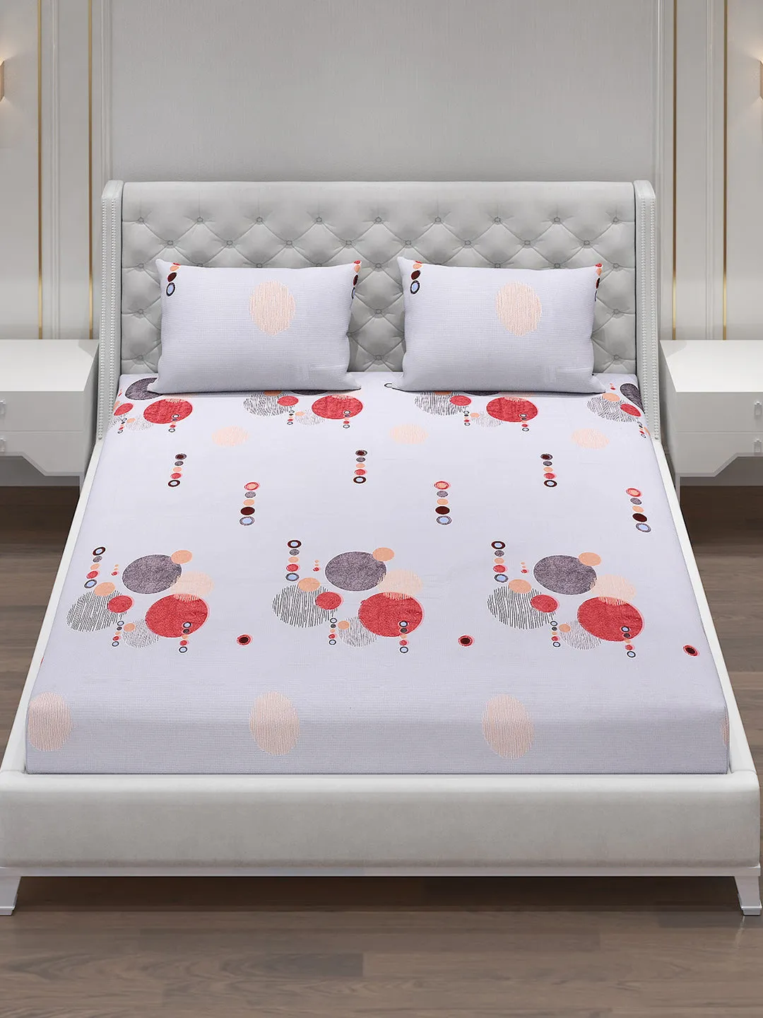 120 GSM  Polyester Double Bed Bedsheet with 2 Pillow Covers