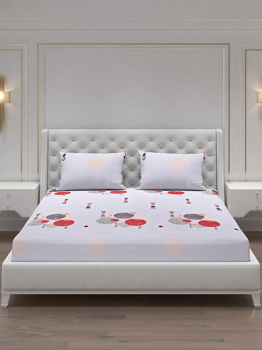 120 GSM  Polyester Double Bed Bedsheet with 2 Pillow Covers