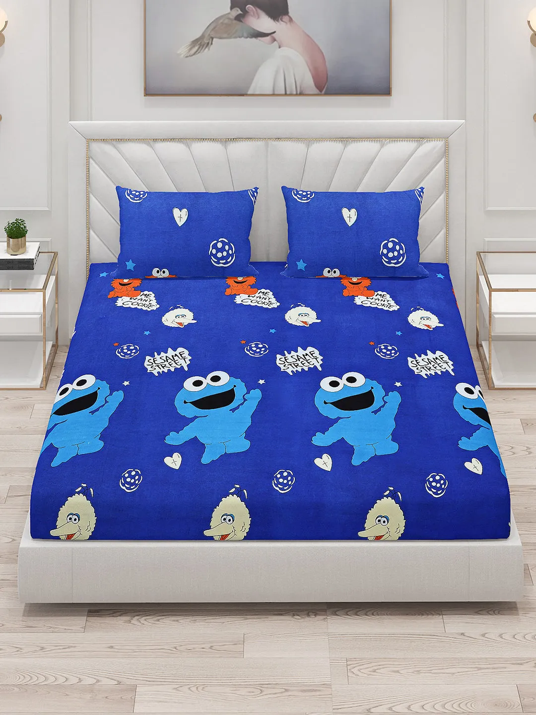 120 GSM  Polyester Double Bed Bedsheet with 2 Pillow Covers