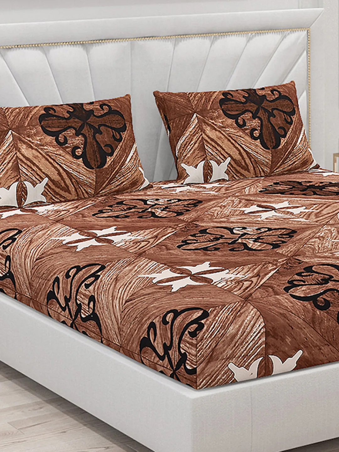 125 GSM Polyester Double Bed Bedsheet with 2 Pillow Covers