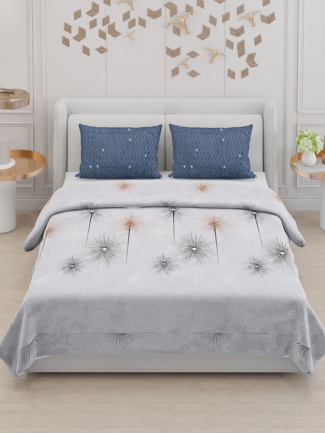 130 GSM Polyester Double Bed Bedsheet with 2 Pillow Covers