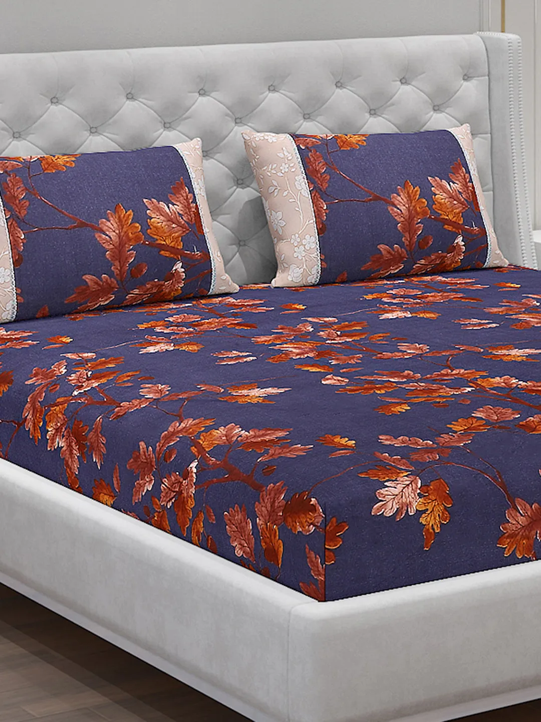 130 GSM Polyester Double Bed Bedsheet with 2 Pillow Covers