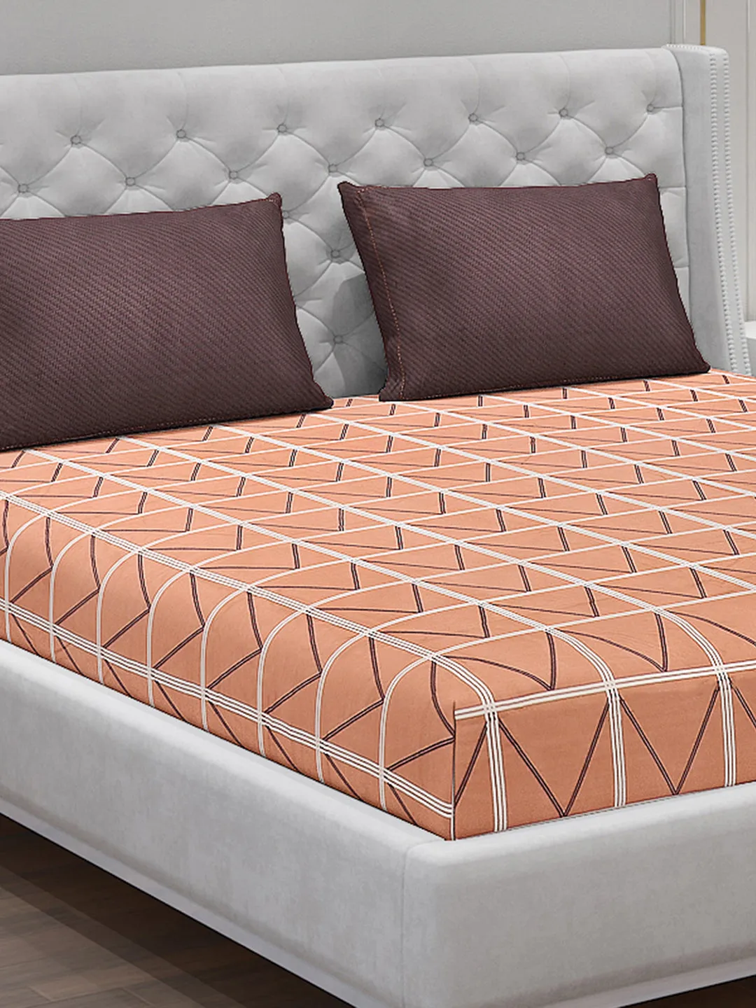 130 GSM Polyester Double Bed Bedsheet with 2 Pillow Covers