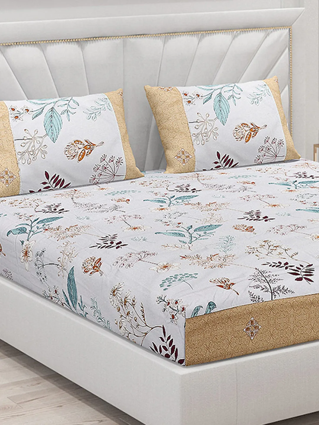 130 GSM Polyester Double Bed Bedsheet with 2 Pillow Covers