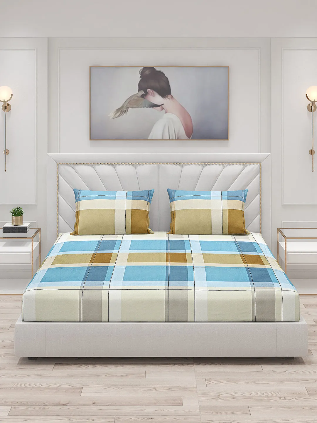 130 GSM Polyester Double Bed Bedsheet with 2 Pillow Covers