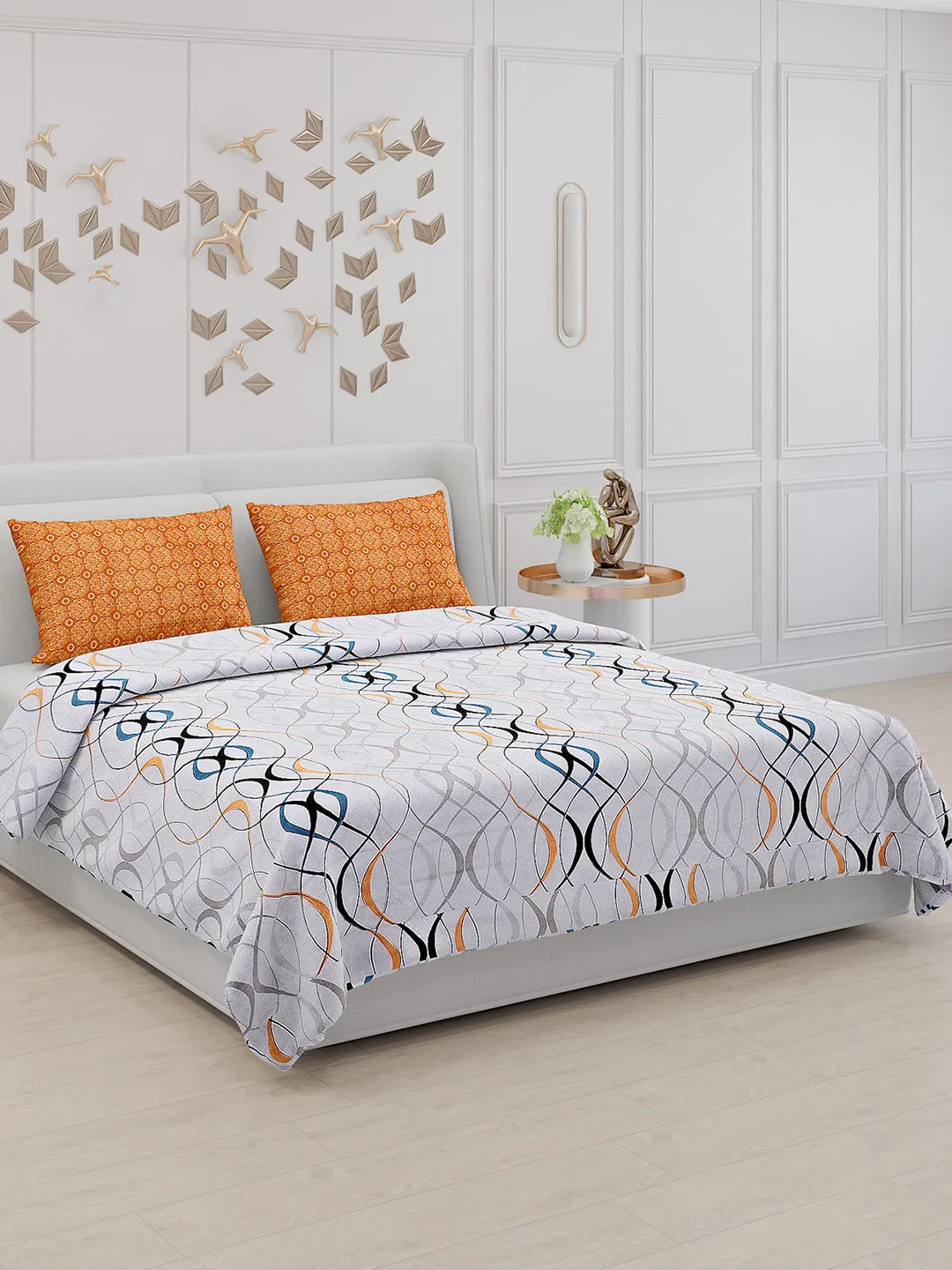 130 GSM Polyester Double Bed Bedsheet with 2 Pillow Covers