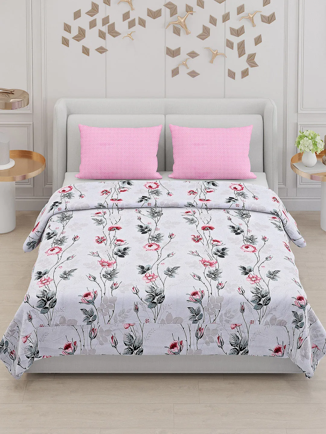 130 GSM Polyester Double Bed Bedsheet with 2 Pillow Covers