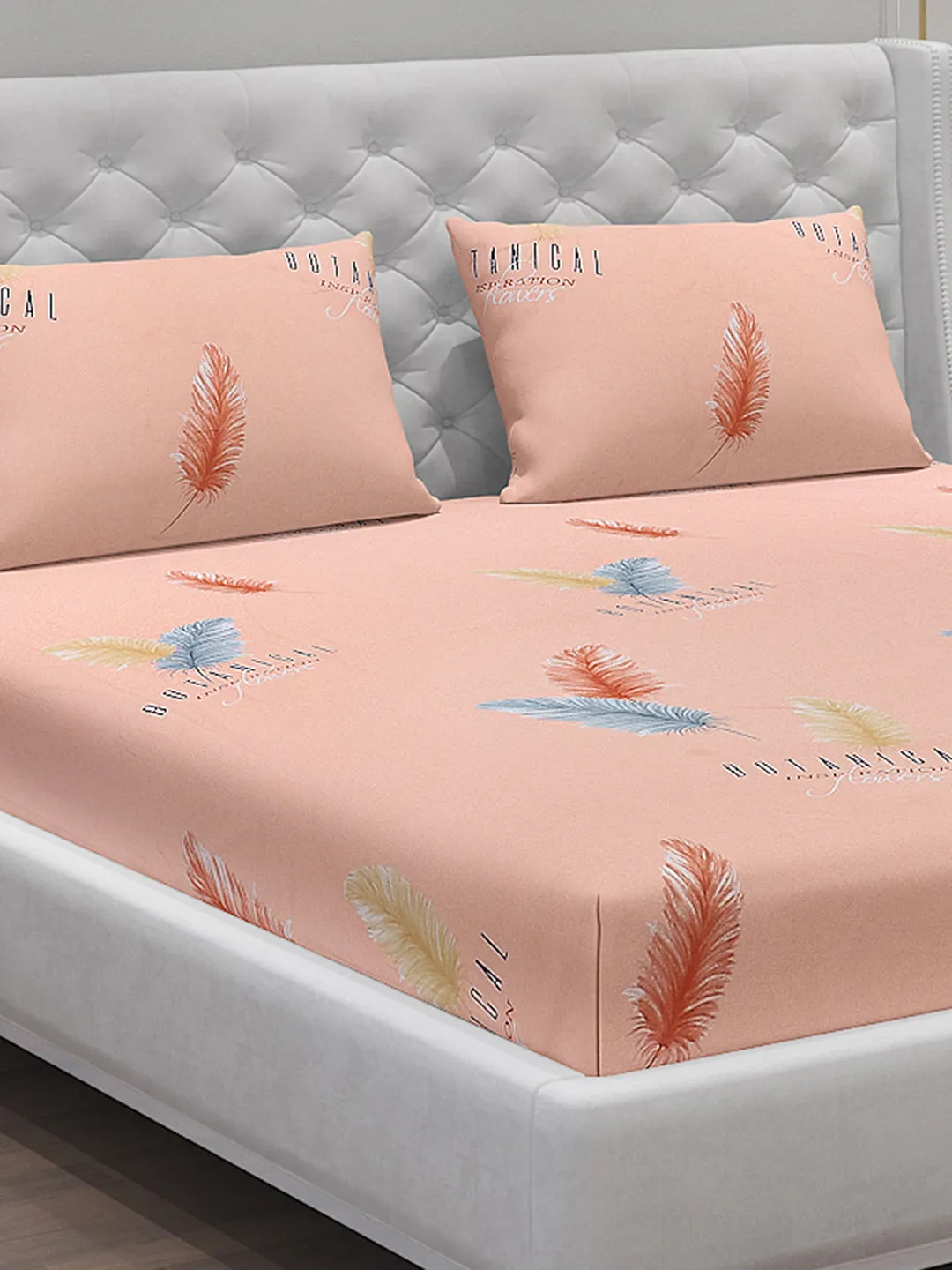 140 GSM Polyester Double Bed Bedsheet with 2 Pillow Covers