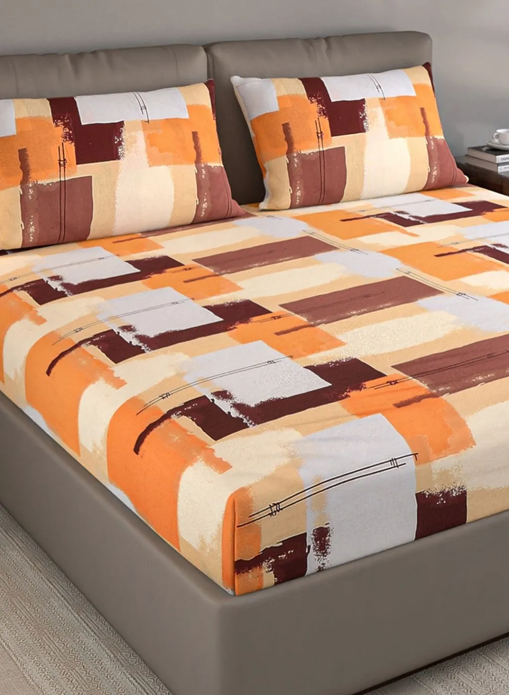 140TC Pure Cotton Queen Bedsheet with 2 Pillow Covers