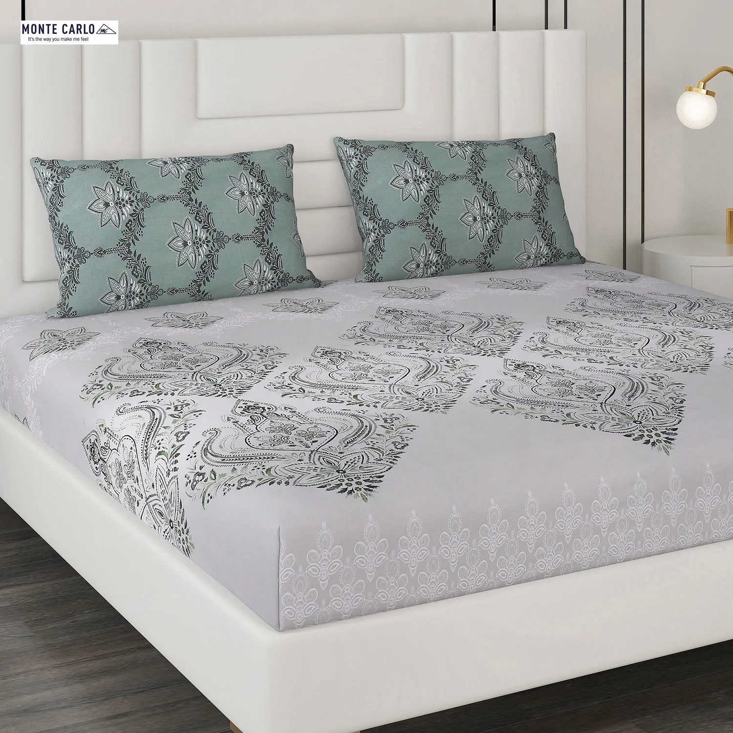 144 TC Cotton Double Bedsheet with 2 Pillow Covers