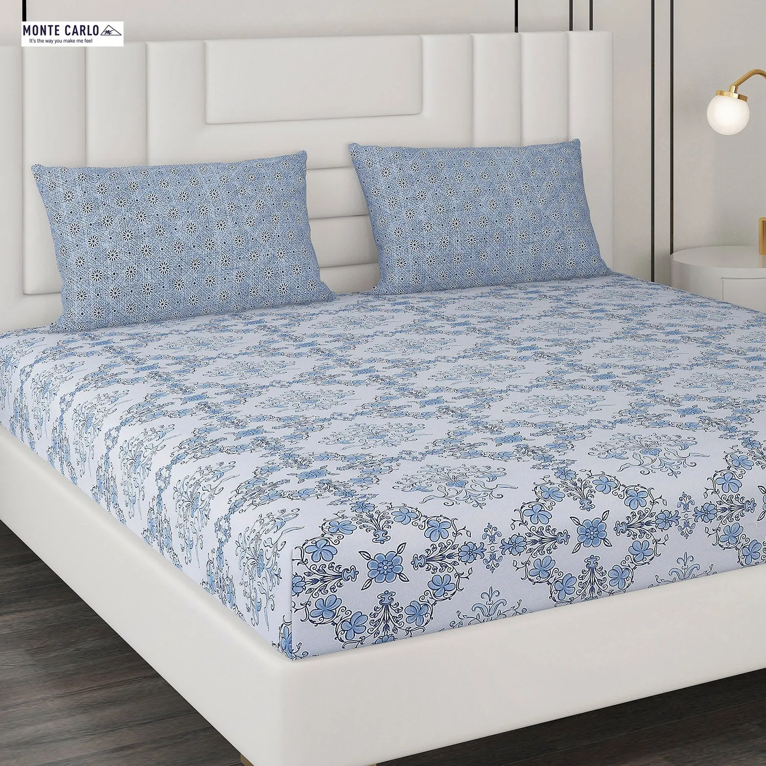 144 TC Cotton Double Bedsheet with 2 Pillow Covers