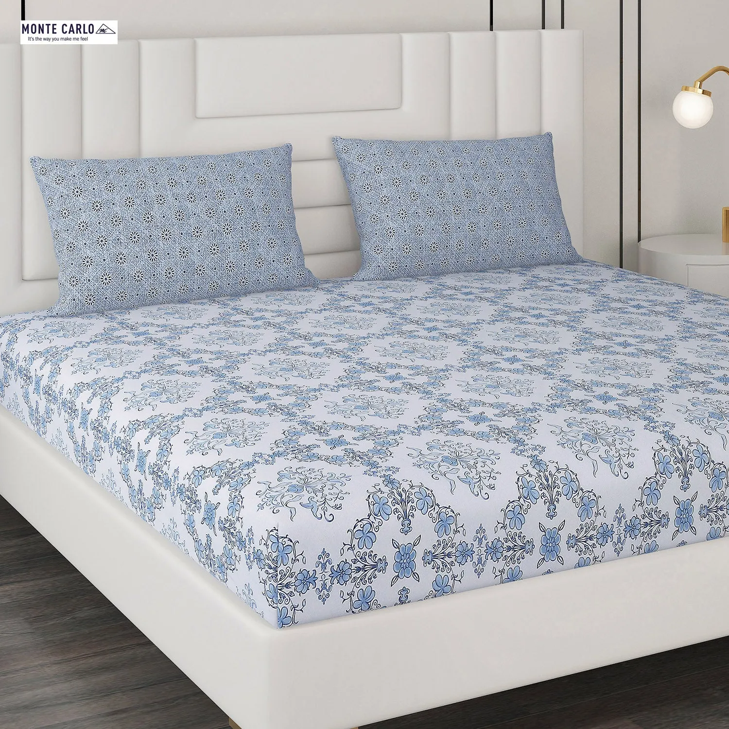 144 TC Cotton Double Bedsheet with 2 Pillow Covers