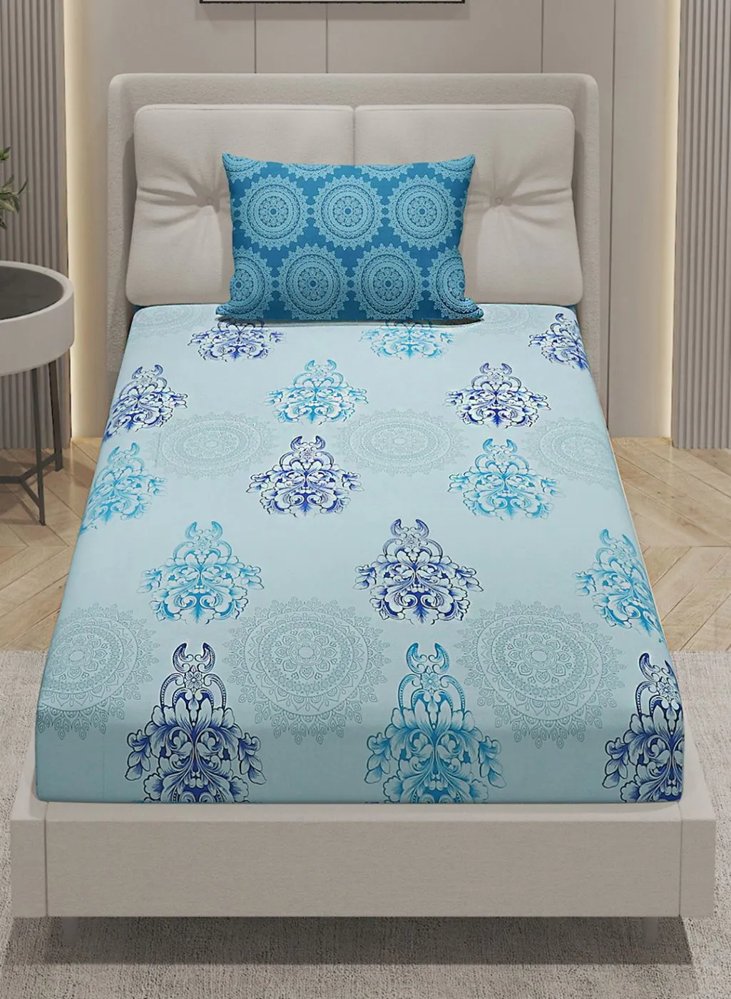 144TC Pure Cotton Single Bedsheet with 1 Pillow Covers