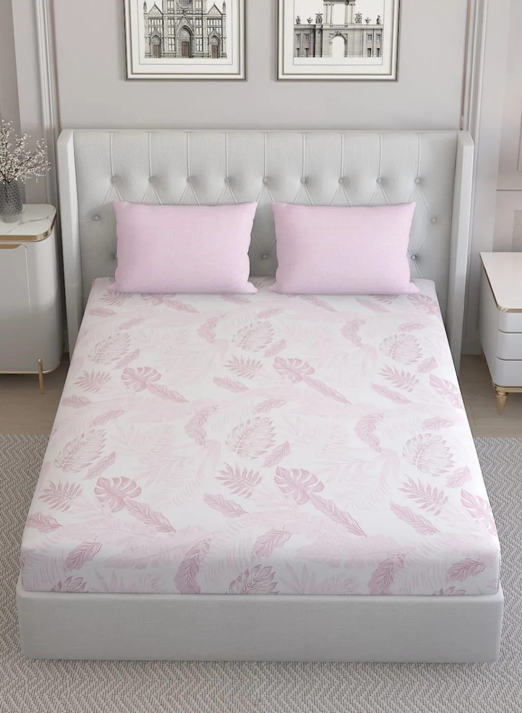 200TC Pure Cotton Queen Bedsheet with 2 Pillow Covers