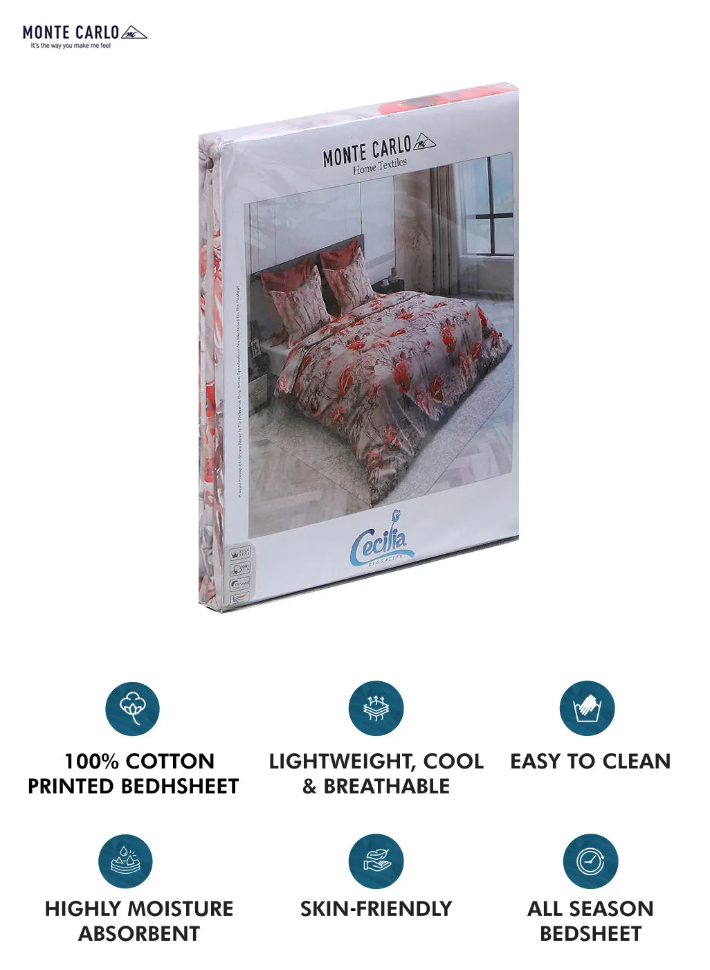 300 TC Cotton Double Bedsheet with 2 Pillow Covers