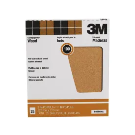 3M 88596NA Pro-Pak 9" x 11" 100C-Grit Garnet Sanding Sheets