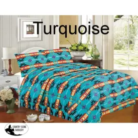 4 piece King Size Southwest Design Luxury Comforter Set.