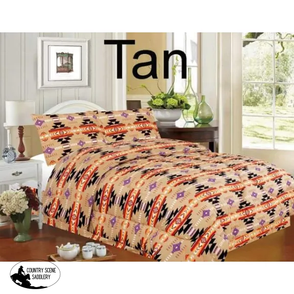 4 piece King Size Southwest Design Luxury Comforter Set.