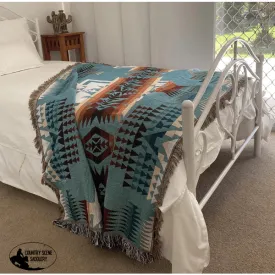 A7811 - Boho Western Teal Throw Rug