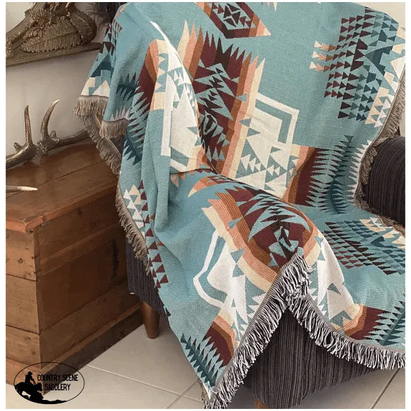 A7811 - Boho Western Teal Throw Rug