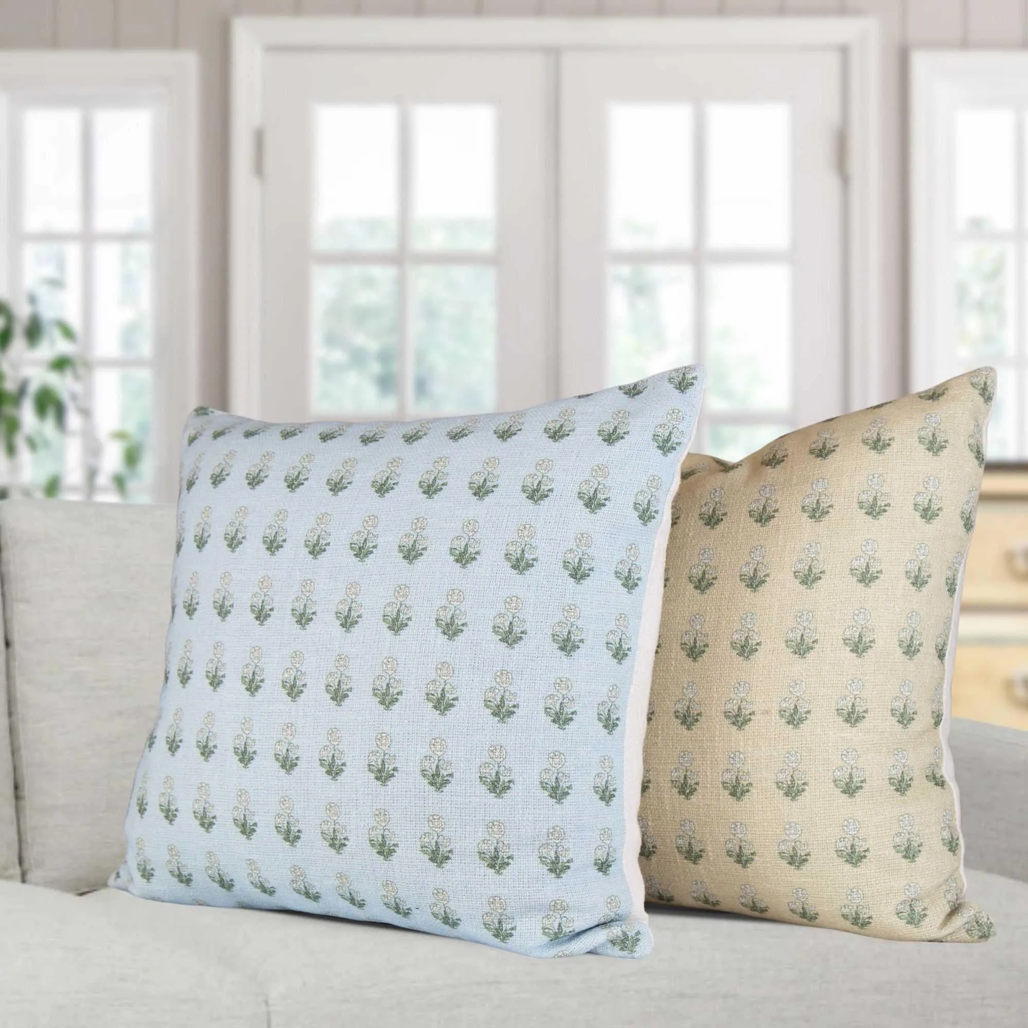 Arabella Light Blue Print Pillow