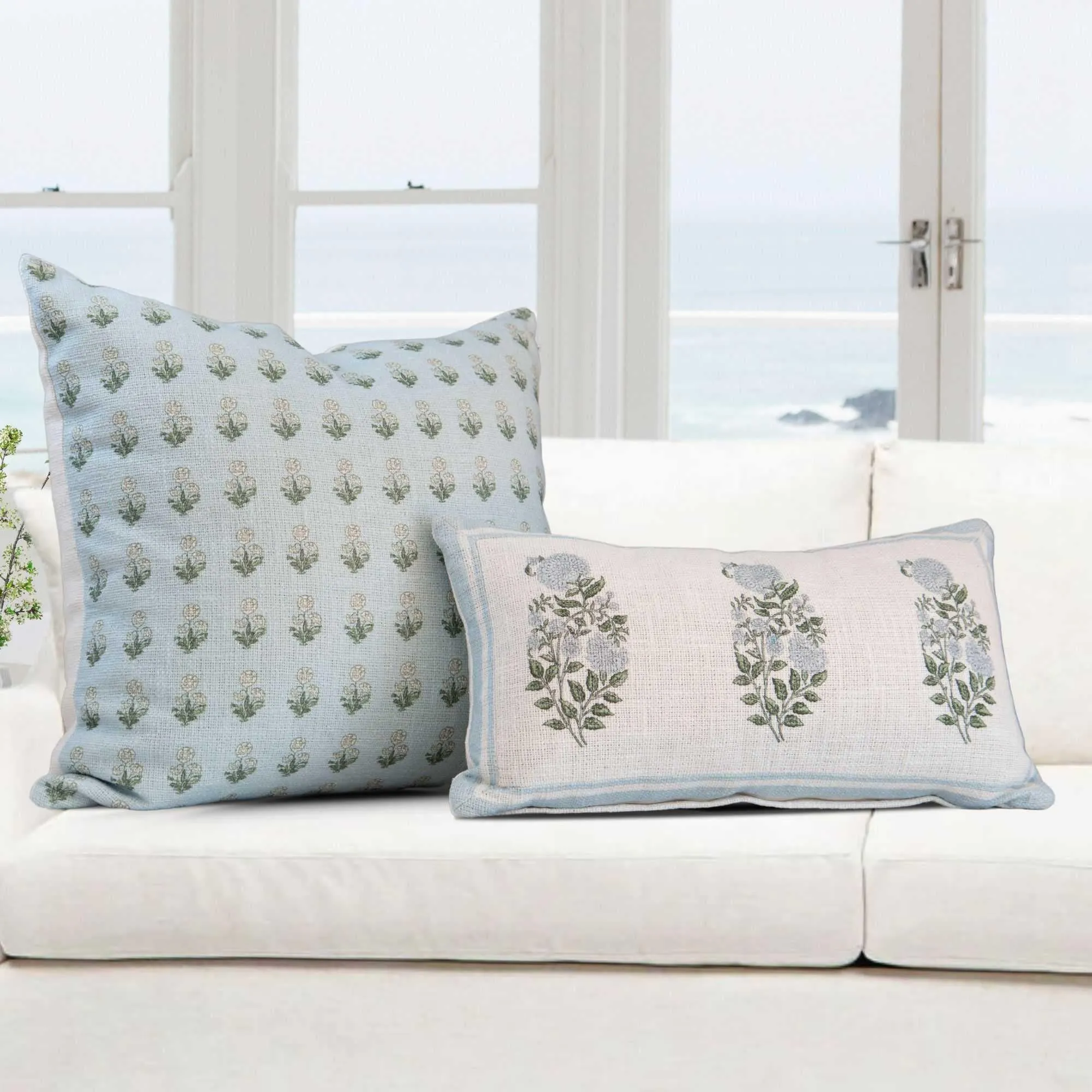 Arabella Light Blue Print Pillow