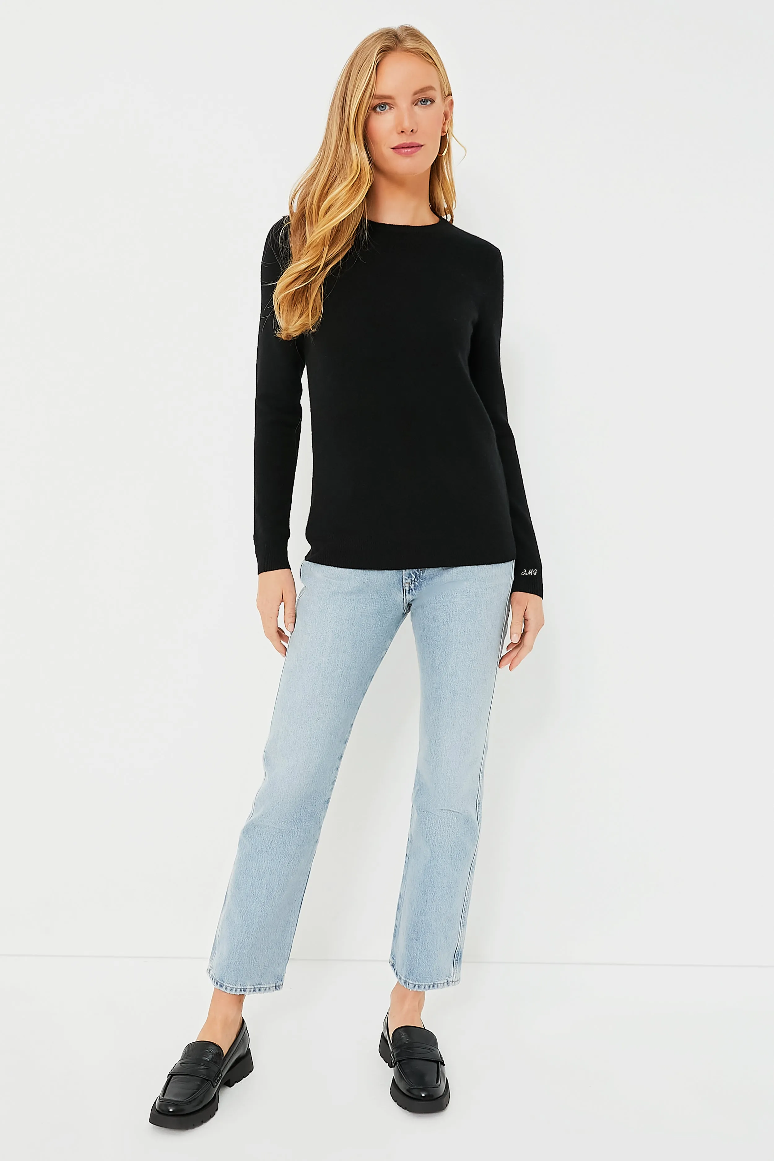 Black Cashmere Crewneck Sweater