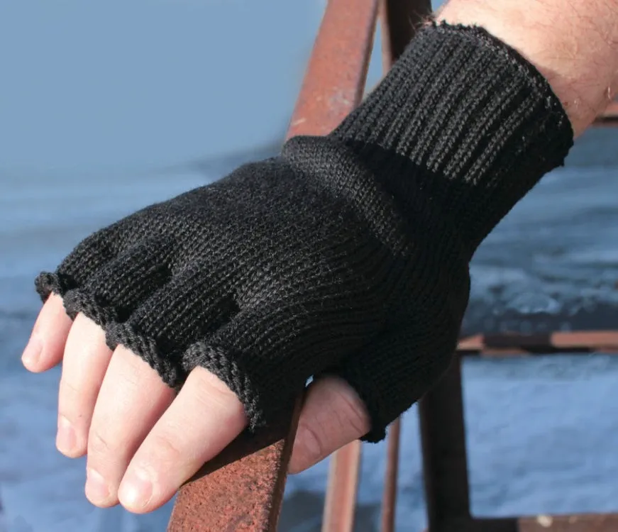 Black Wool Fingerless Gloves