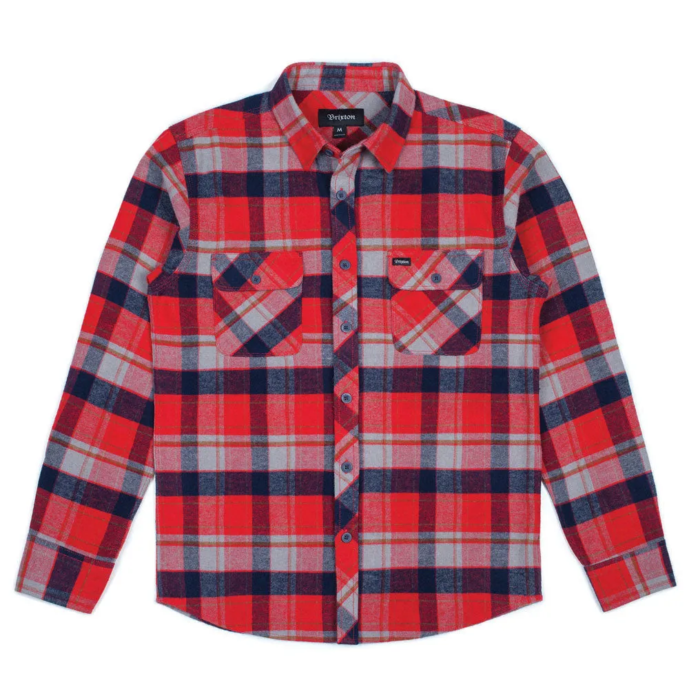 Brixton Bowery Flannel Long Sleeve Shirt Red Heather Navy