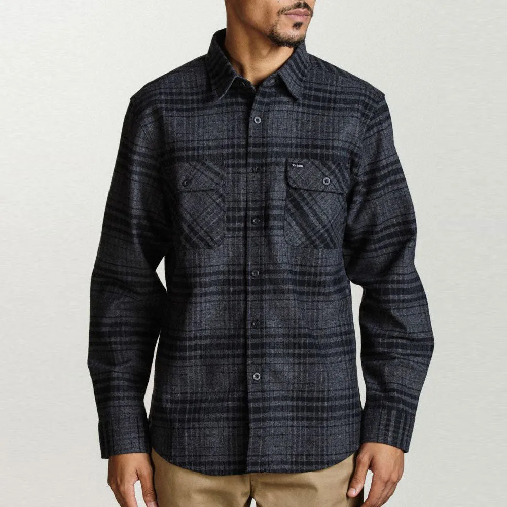 Brixton Bowery Flannel L/S Shirt Black Heather