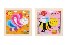 Cartoon Garden Animals Mini Wooden Puzzle