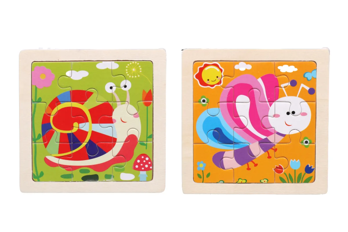 Cartoon Garden Animals Mini Wooden Puzzle