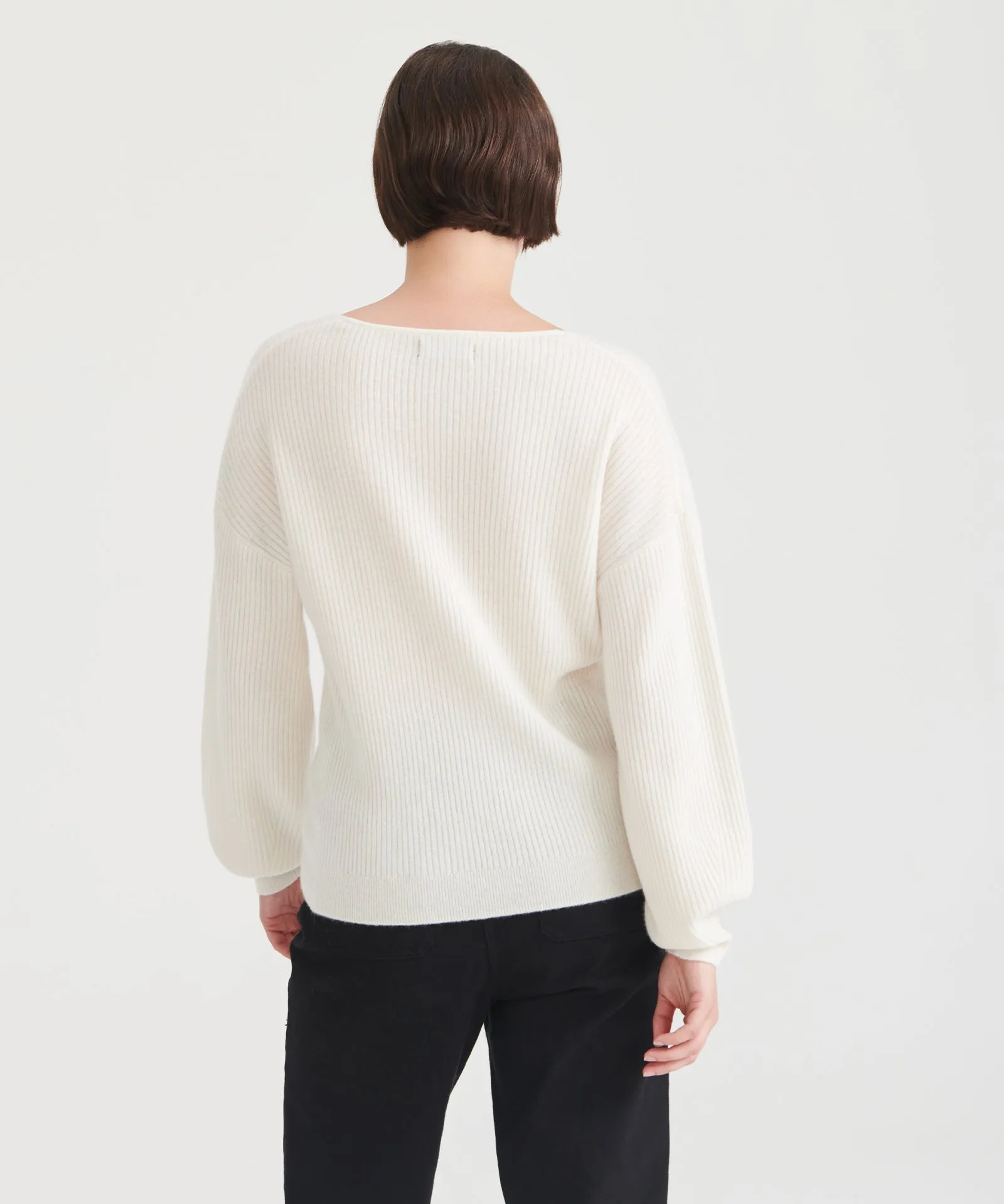 Cashmere Oversized Ribbed V-Neck Sweater