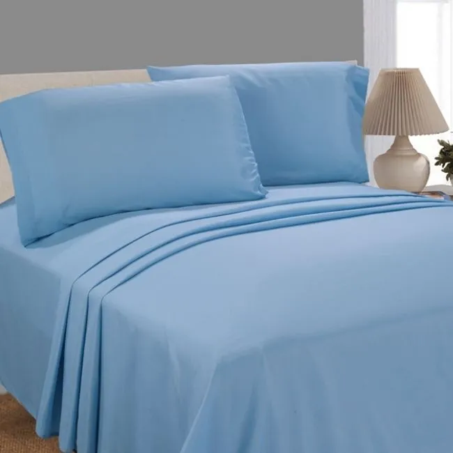 Cotton Sheet Set Twin Size Extra Long XL Light Blue