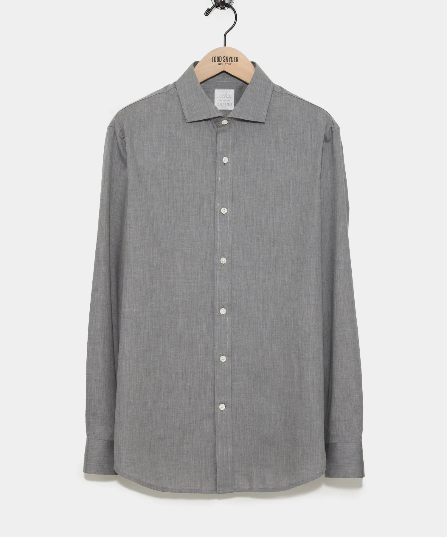 Flannel Spread Collar Dress Shirt in Grey