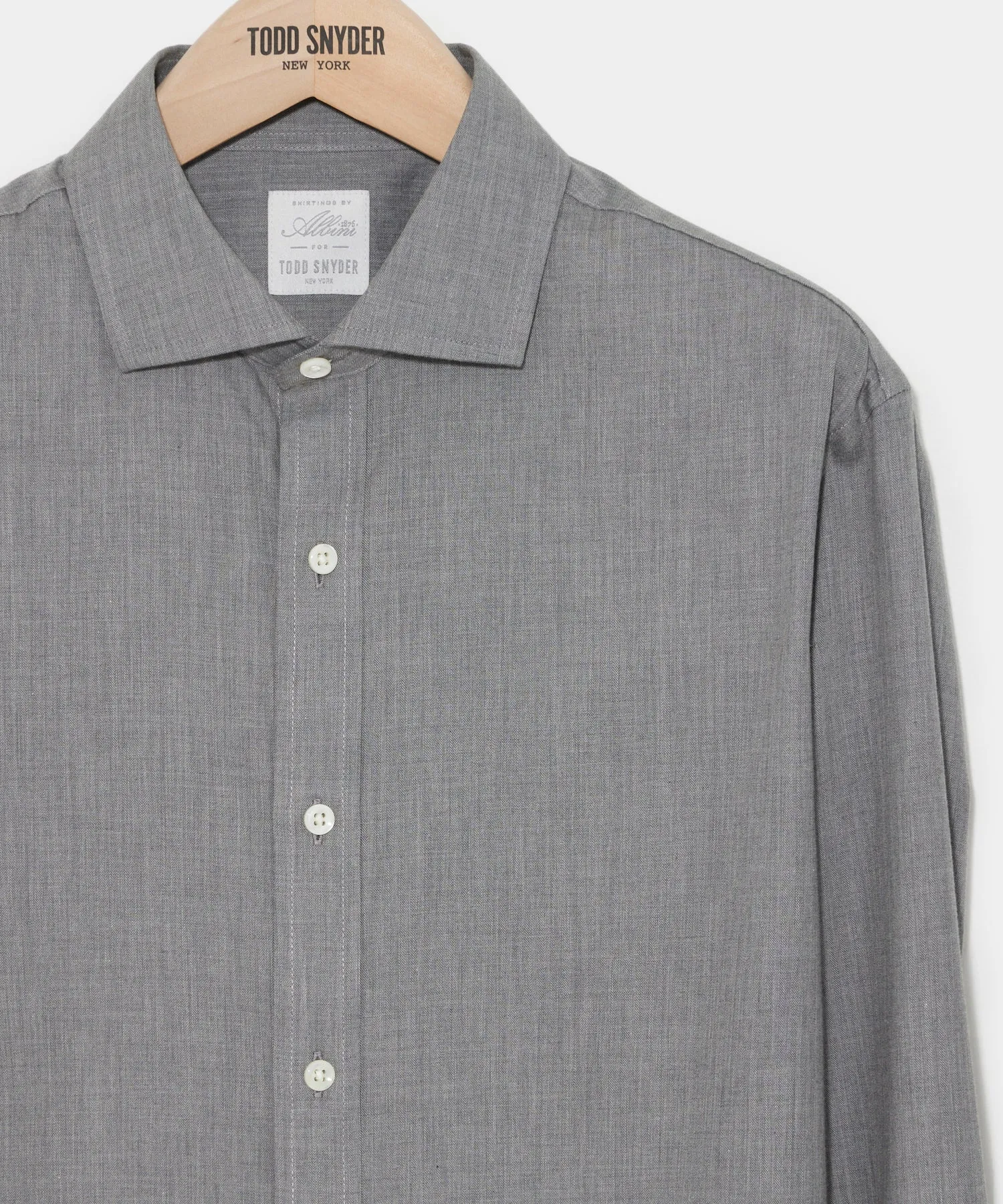 Flannel Spread Collar Dress Shirt in Grey