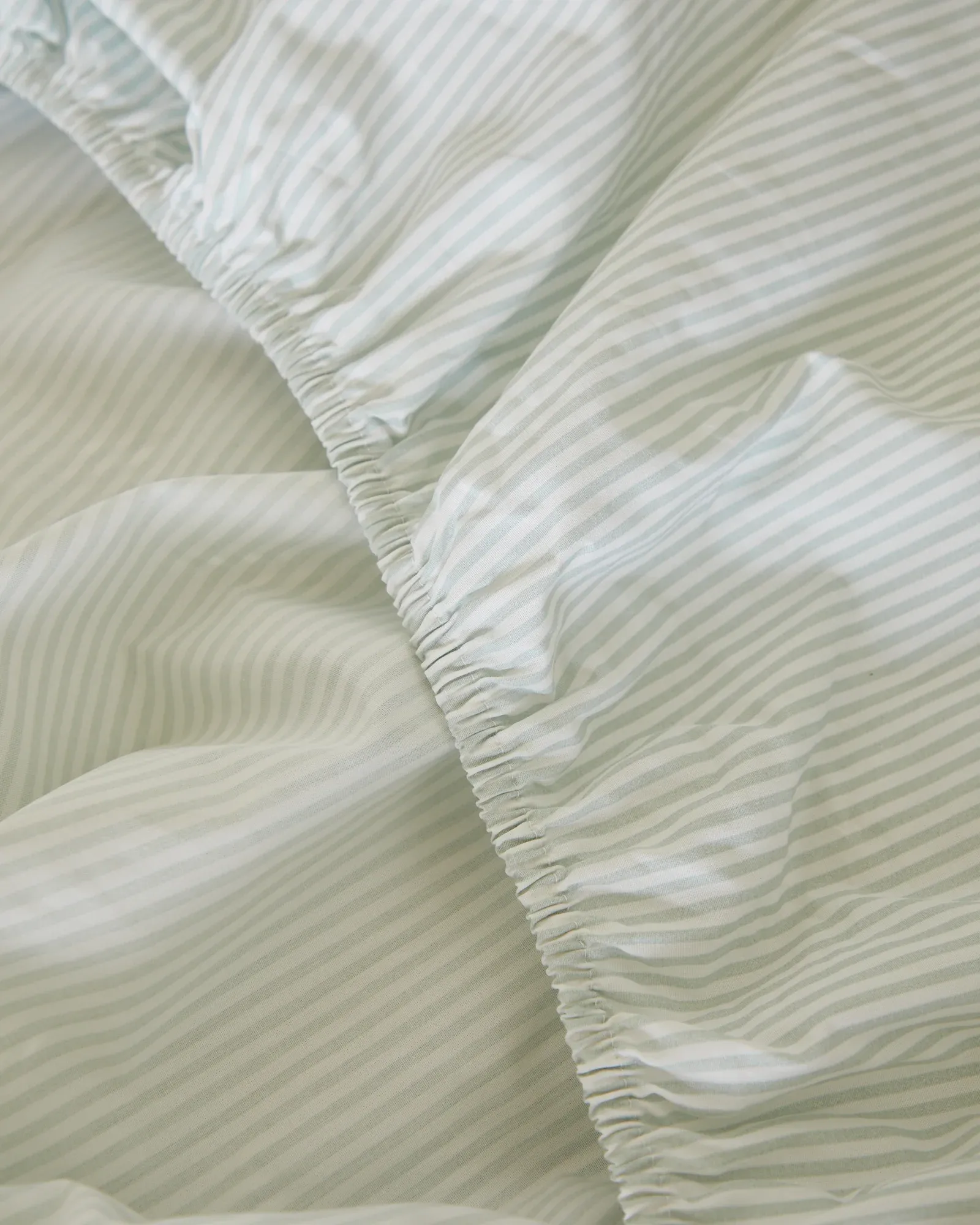 Foxford Pearl Green Ticking Fitted Sheet