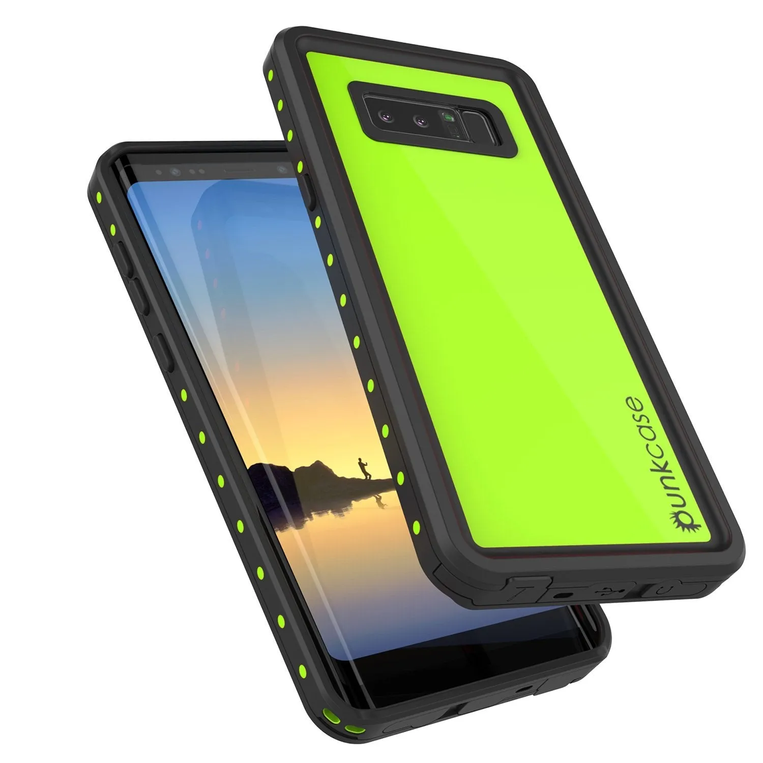 Galaxy Note 8 Waterproof Case PunkCase StudStar Light Green Thin 6.6ft Underwater IP68 ShockProof