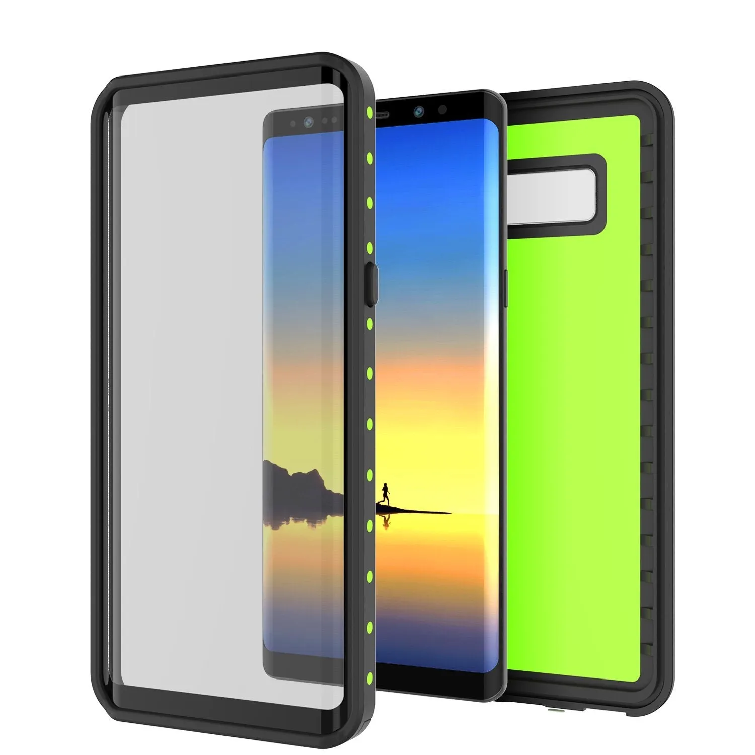 Galaxy Note 8 Waterproof Case PunkCase StudStar Light Green Thin 6.6ft Underwater IP68 ShockProof