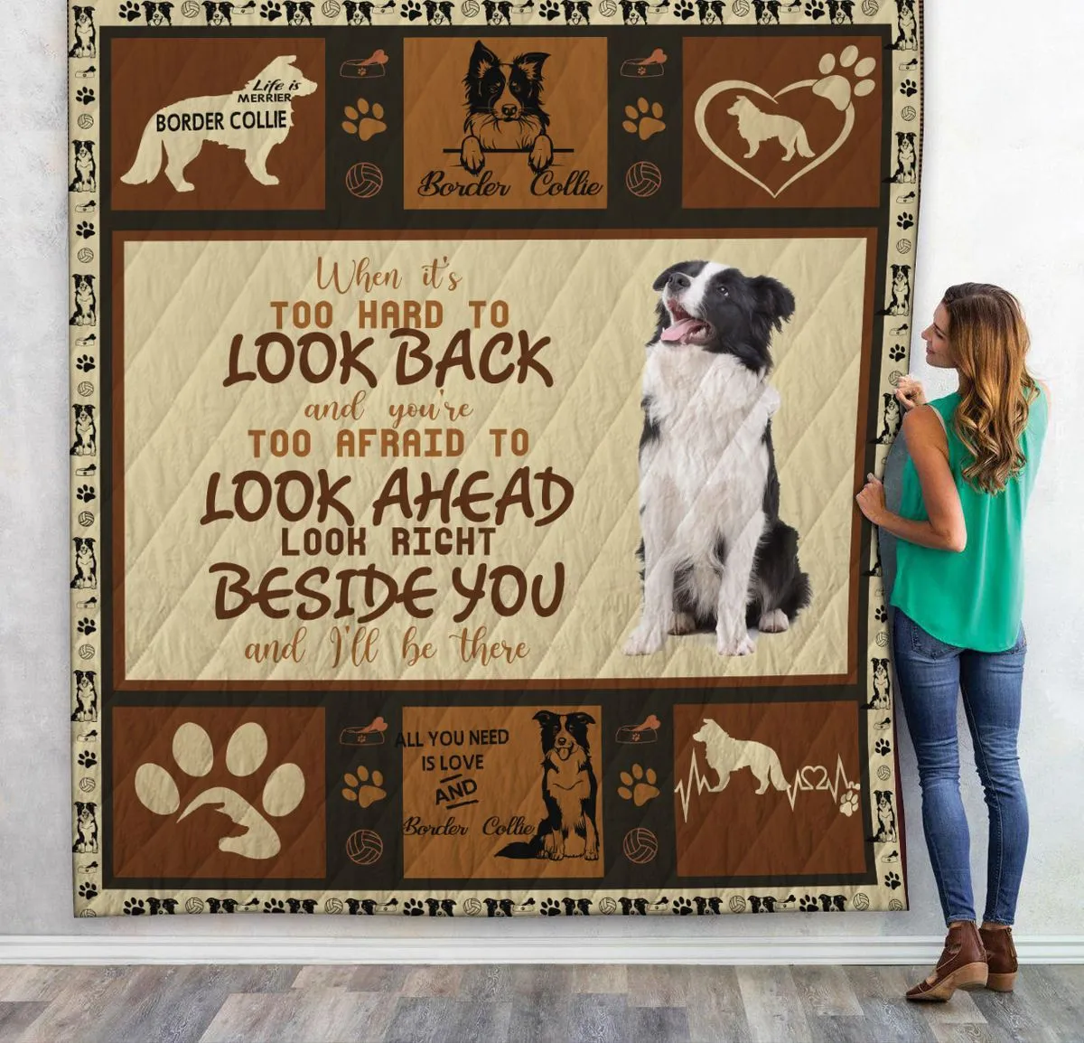 Gearhuman 3D Border Collie Will Be There Quilt