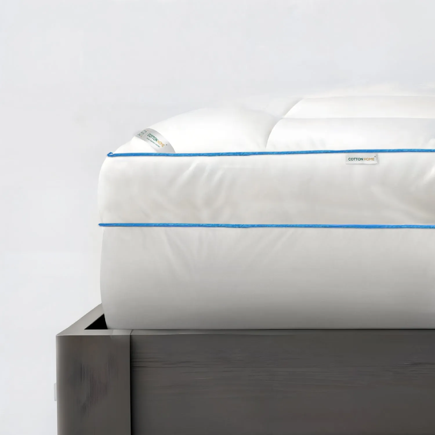 Gel Mattress Topper 8cm Thickness - 120x200cm White with Blue Cord