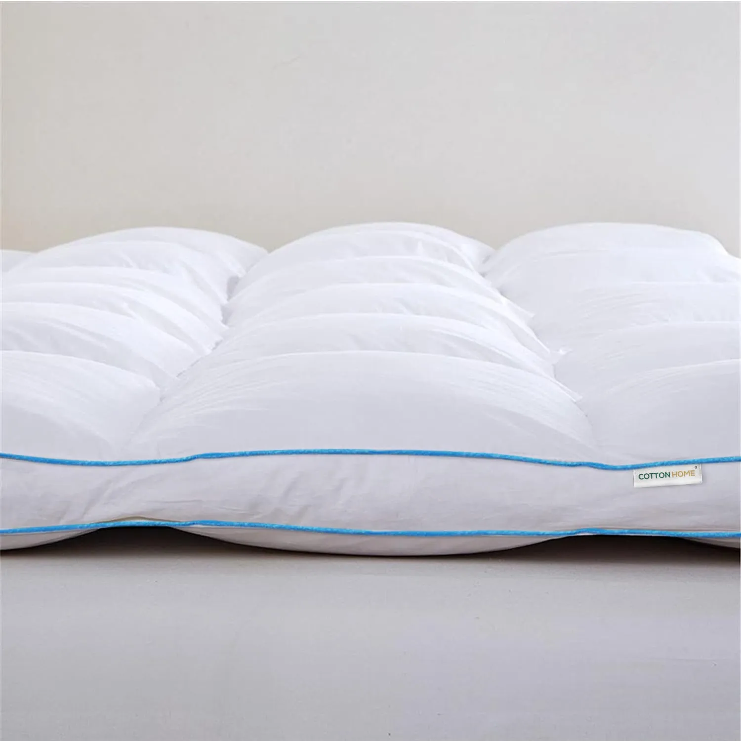 Gel Mattress Topper 8cm Thickness - 120x200cm White with Blue Cord